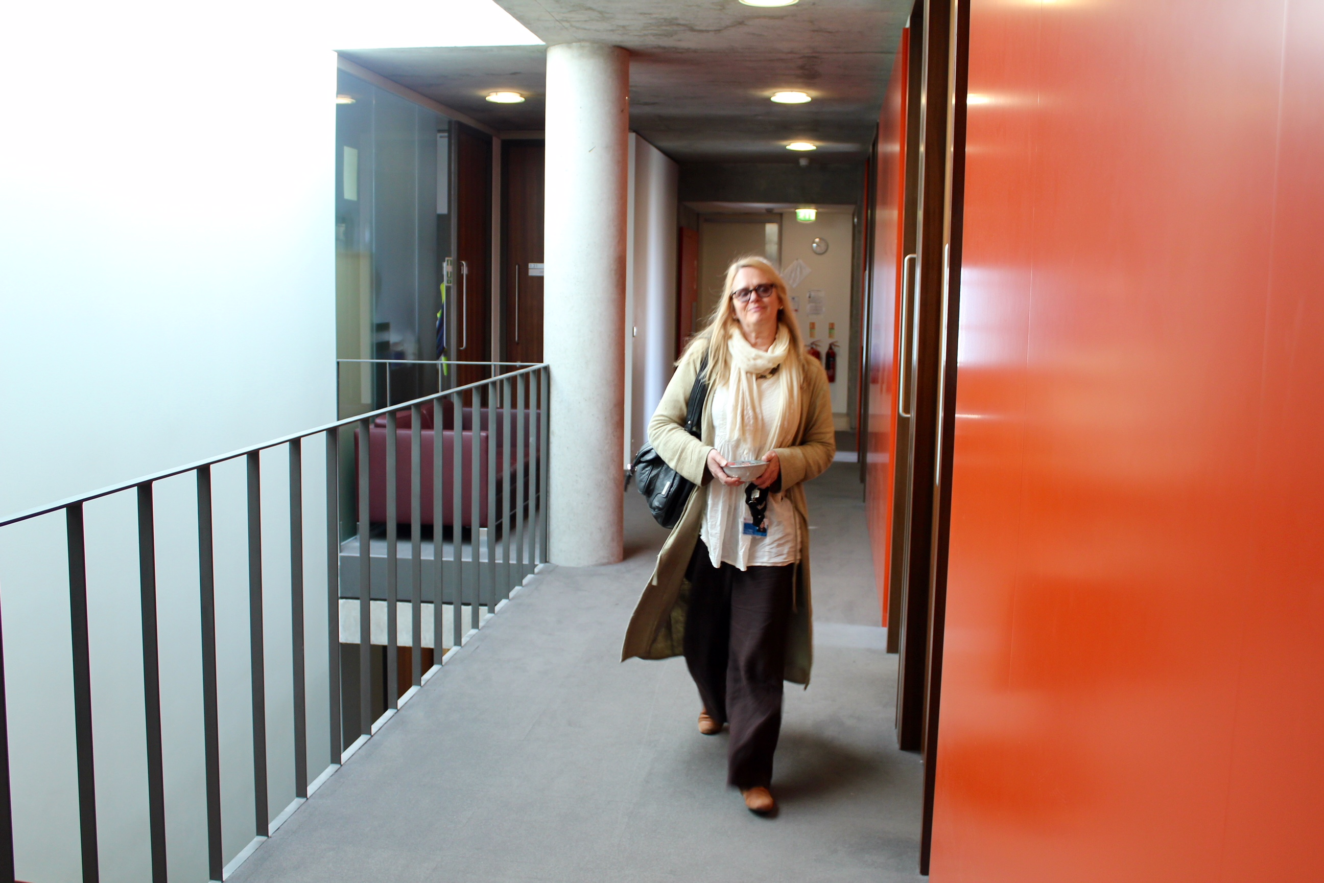 Suzanna Wikstrom, Senior Research Administrator, in the corridors of the Centre